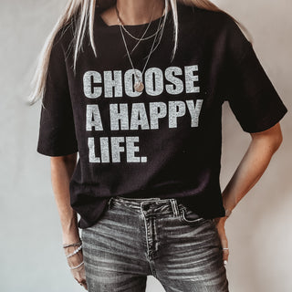 Black Happy Life vintage short sleeved LOVE sweatshirt