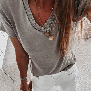 Vila V neck ribbed tee  *NEW*