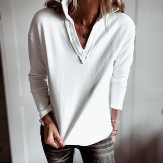 WHITE Whisper v neck collar sweatshirt *NEW*