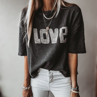Charcoal vintage short sleeved LOVE sweatshirt  *NEW*