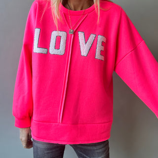 LOVE neon pink sweatshirt *NEW*