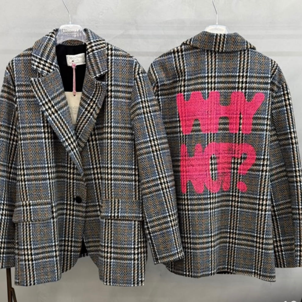 Neon WHY NOT check blazer *NEW*