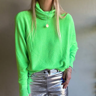 Neon green Cuba roll neck jumper