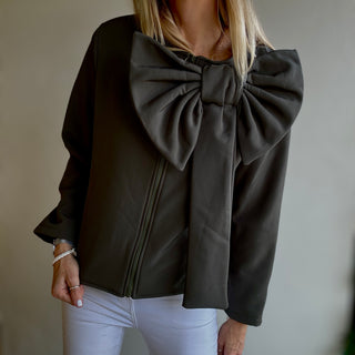 Statement Bow biker KHAKI blazer *NEW*