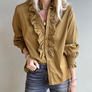 Mila TOBACCO ruffle Blouse *NEW*