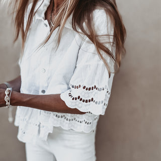 Lola White linen shirt with cotton lace *NEW*