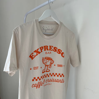 Vintage White Rusty orange Expresso tee