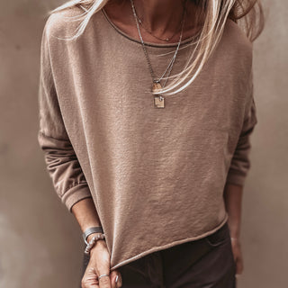 Maeve slightly cropped SAND sweatshirt *relaxed style*