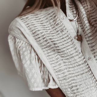Lu smocked white linen blouse