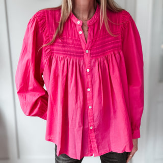 Hot pink Pennie pleated blouse *NEW*