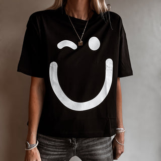 BLACK smiley t shirt *relaxed style* NEW