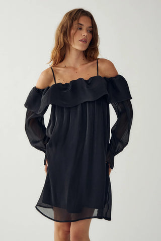 Black Miya ruffle sheer dress *NEW*