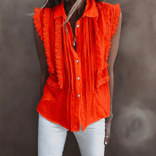 Burnt orange ruffle blouse  *NEW*