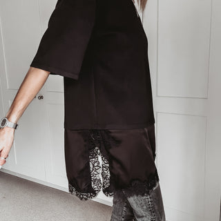 BLACK Lara Lace asymmetric tee *NEW*