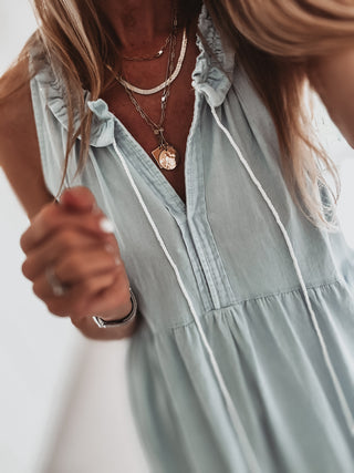 Light denim blue ruffle dress *NEW*
