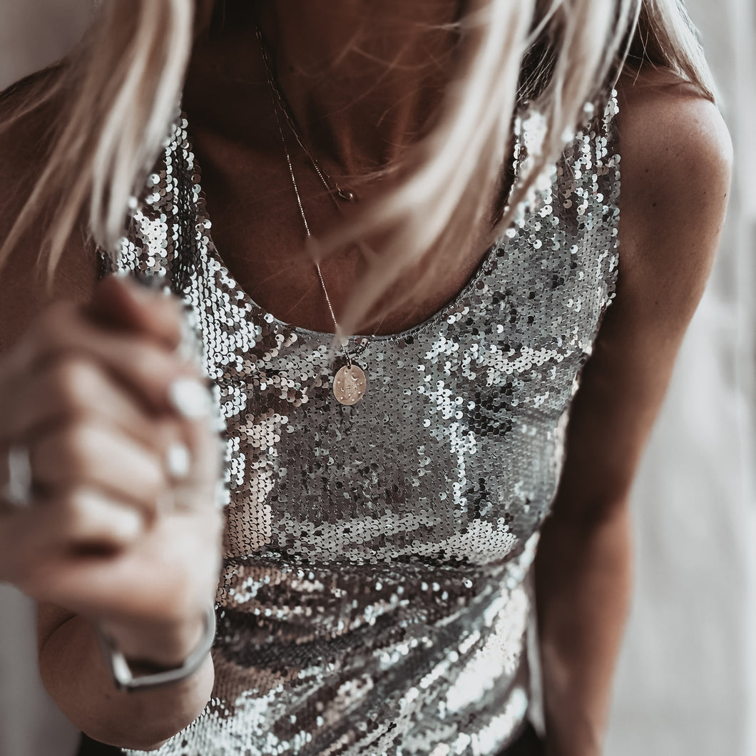 Suzi SILVER sequin top *NEW*