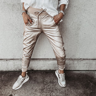 Full faux leather CHAMPAGNE GOLD ULTIMATE joggers