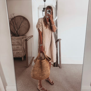 Lillie linen relaxed beige linen dress *NEW*