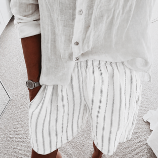 Slouchy pinstripe linen shorts WHITE *NEW*