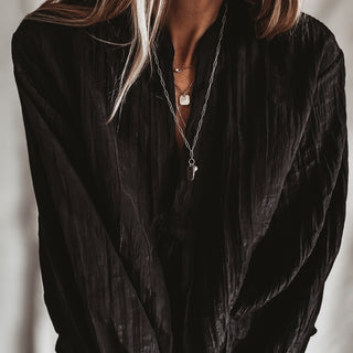 Pingus BLACK relaxed satin crepe blouse