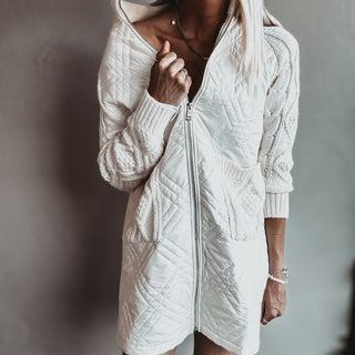 Tabitha quilted VINTAGE WHITE long jacket