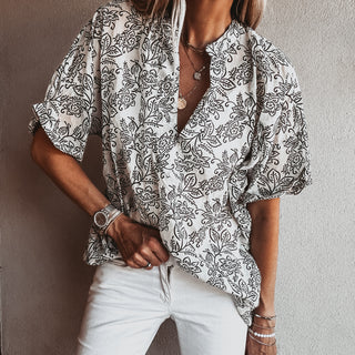 Monochrome flower blouse