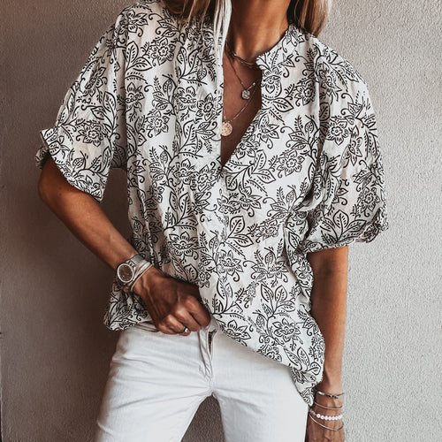 Monochrome flower blouse