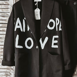 FAITH HOPE LOVE graffiti black blazer