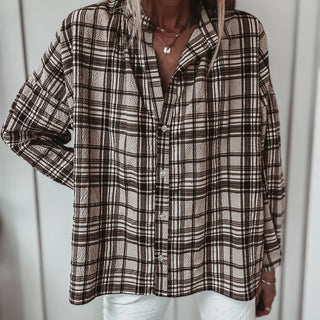 Brown Boyfriend check shirt *NEW*