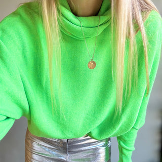 Neon green Cuba roll neck jumper