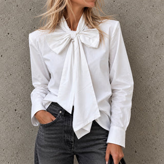 Bria WHITE bow blouse *NEW*