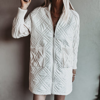 Tabitha quilted VINTAGE WHITE long jacket