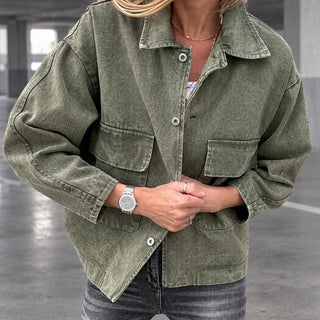 Washed olive denim jacket *NEW*