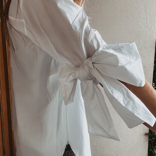 WHITE bow sleeve blouse *NEW*