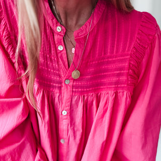 Hot pink Pennie pleated blouse *NEW*