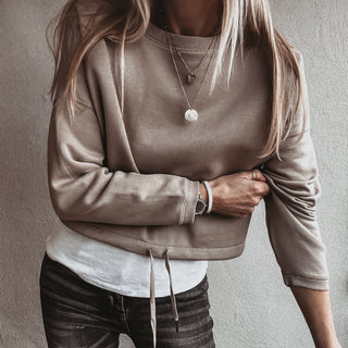 Native slightly cropped SAND sweatshirt *relaxed style*
