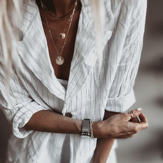 Pinstripe WHITE linen blouse blazer *NEW*