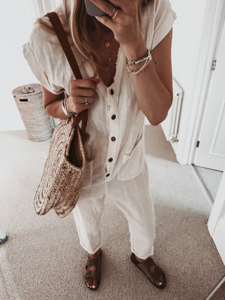 Ribera Cream linen boilersuit *NEW*