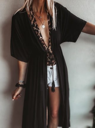 Black beach cover up / cardi