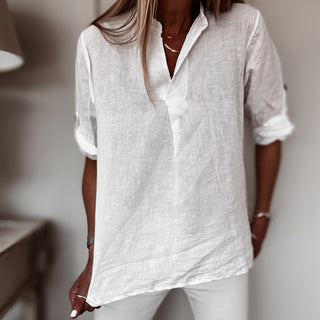 Lila White v neck linen top *NEW*