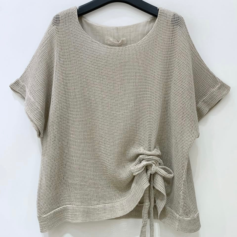 Lilly TAUPE blouse with rouche tie *NEW*
