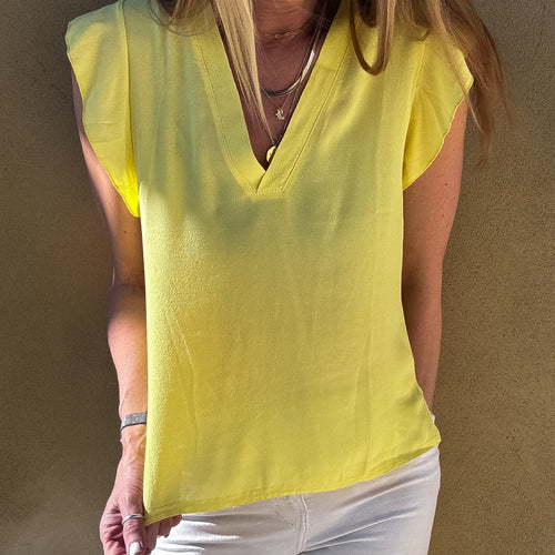 Sicilian lemon yellow ruffle sleeve tee *NEW*