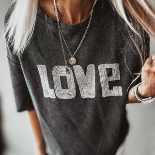Charcoal vintage short sleeved LOVE sweatshirt  *NEW*