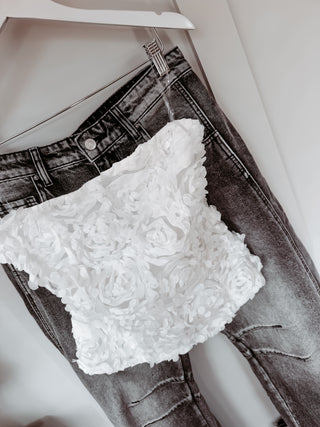 White Fi flowers bandeau top *NEW*