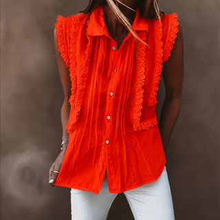 Burnt orange ruffle blouse  *NEW*