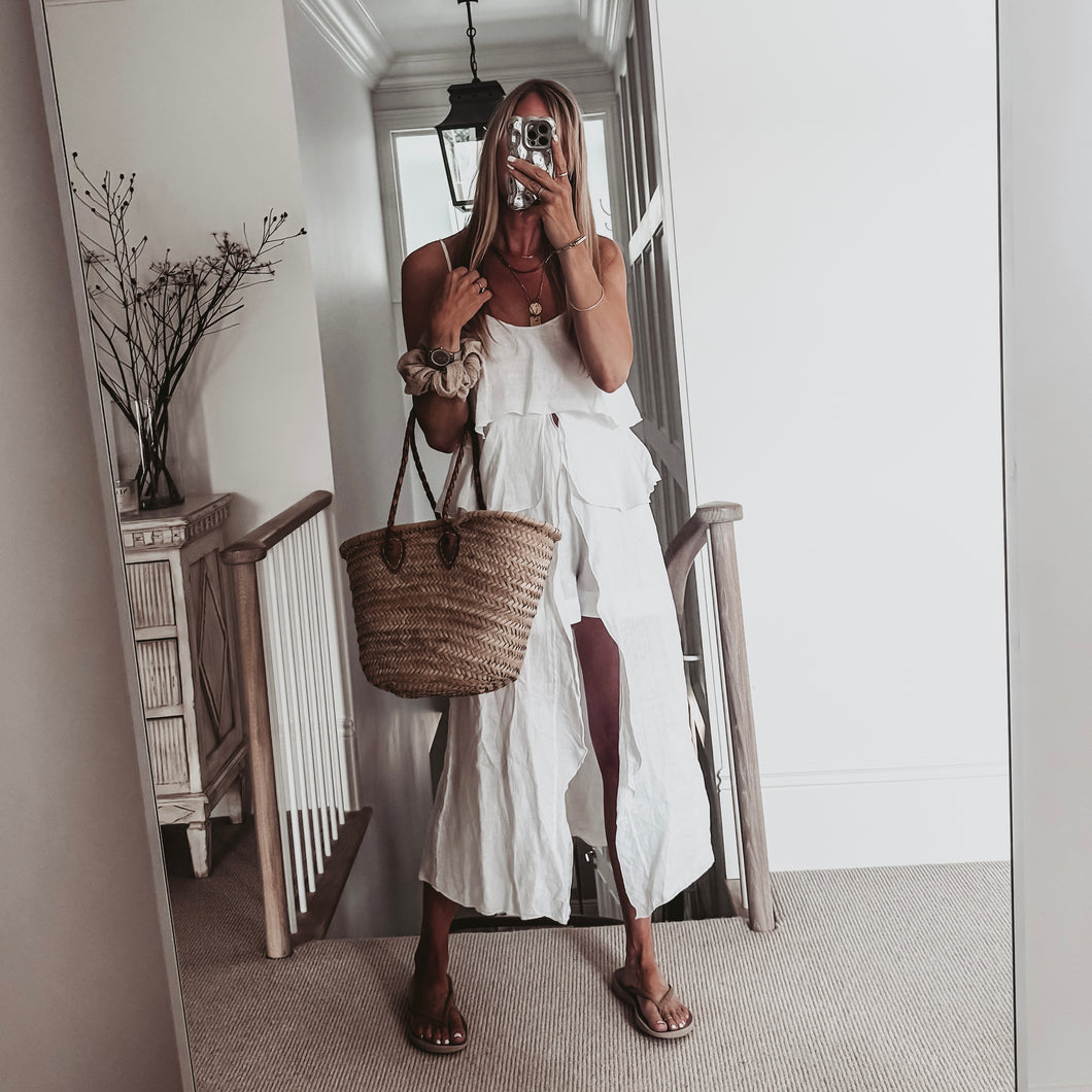 Livy long white linen top *NEW*