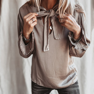 Gabe Mushroom satin bow blouse *NEW*