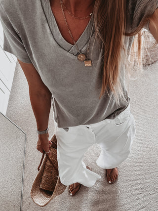Vila V neck ribbed tee  *NEW*