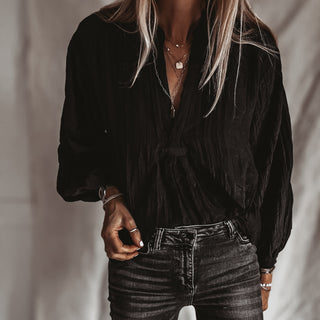 Pingus BLACK relaxed satin crepe blouse
