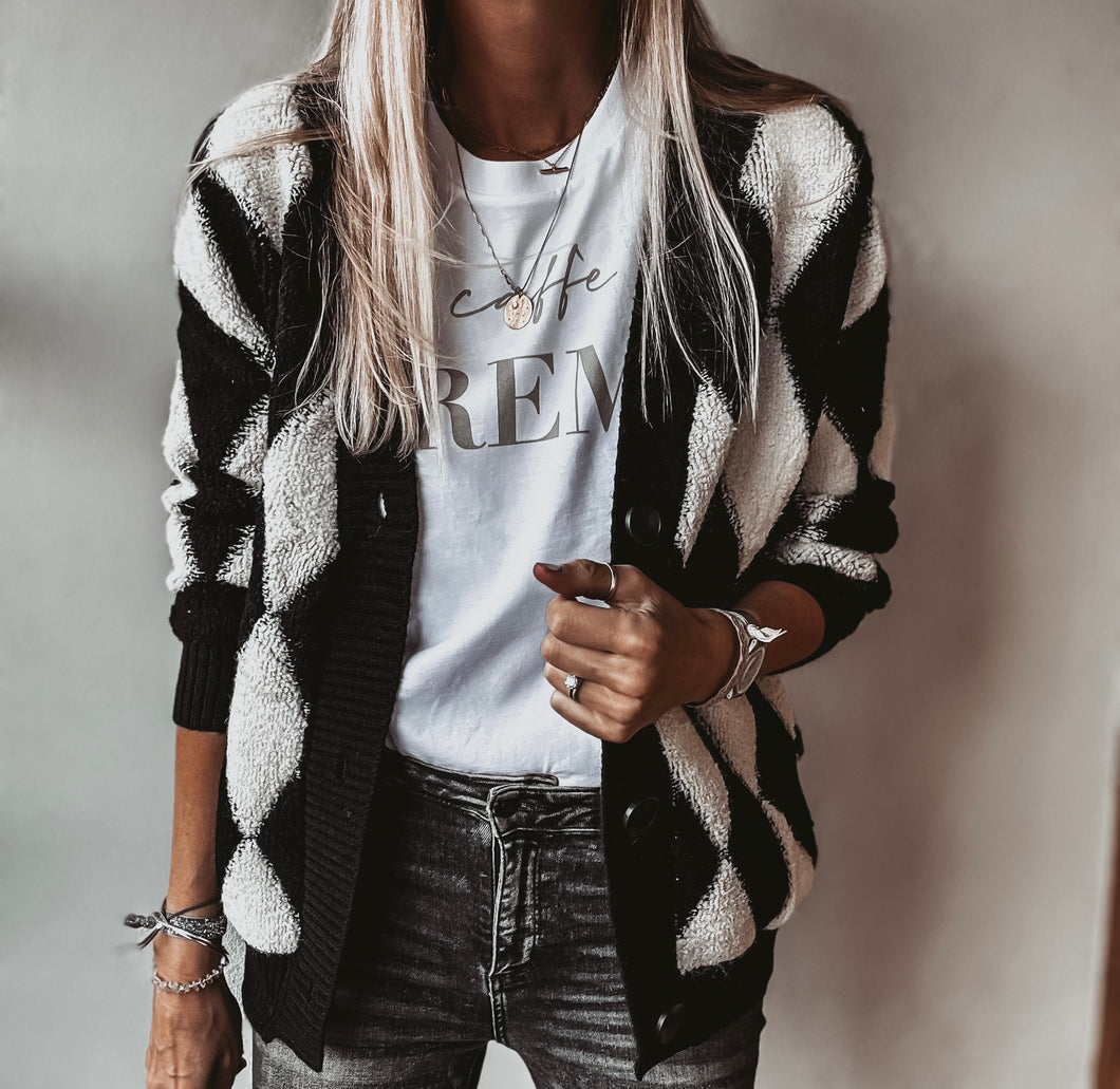 Pollença diamond monochrome cardigan
